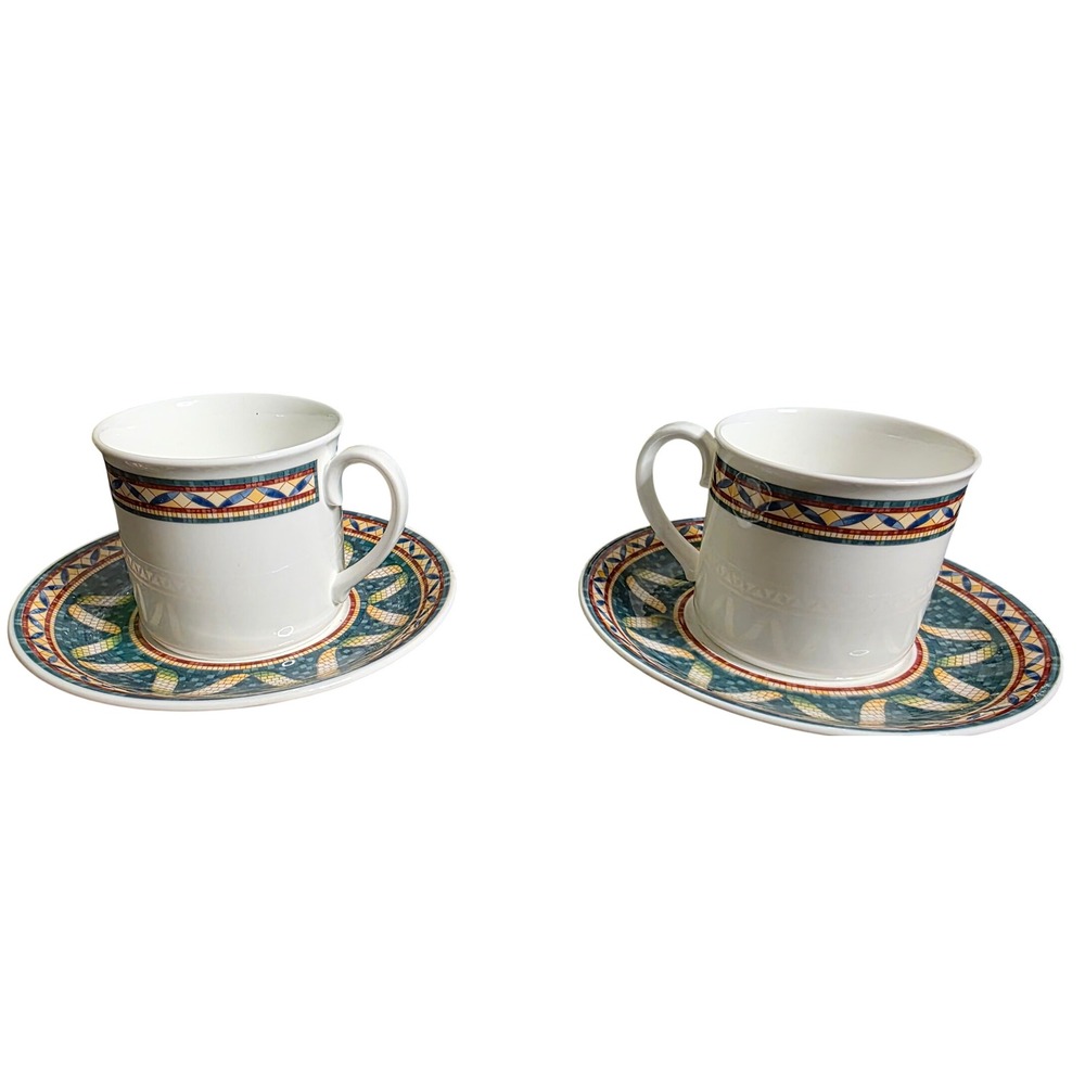 Villeroy & Boch Pergamon Espresso Cups & Saucers Bone China Set of 2